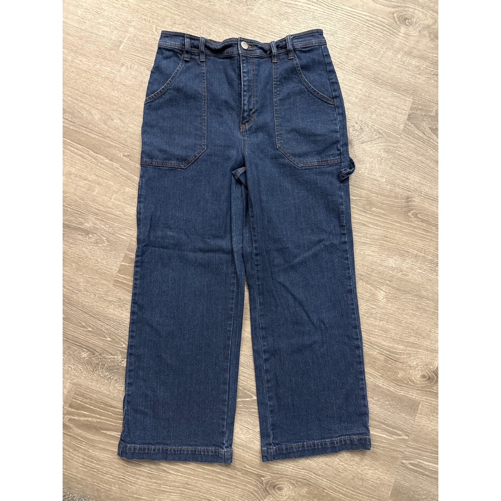 On 34th Womens High-Rise‎ Carpenter Jeans Dark Wash Wide Leg Denim Size 10/30